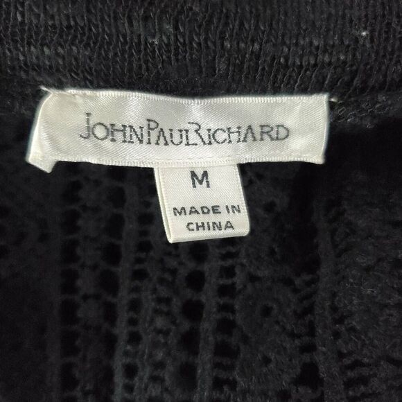 John Paul Richards Medium Black Open Front Cardigan Sweater - Picture 5 of 7
